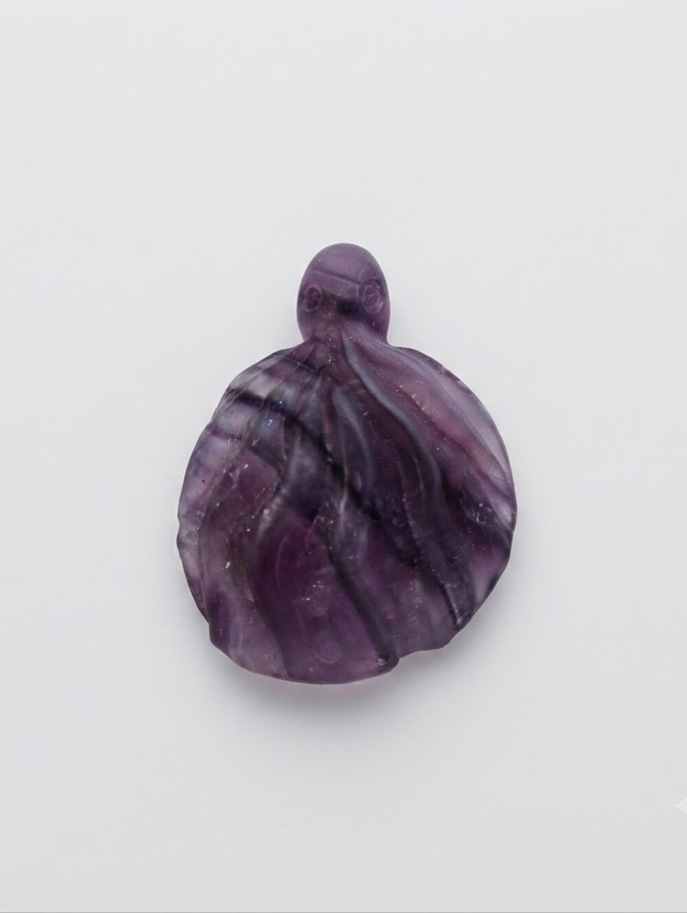 Hand-Carved Purple Fluorite Crystal Octopus Figurine, Polished Sea Life Specimen